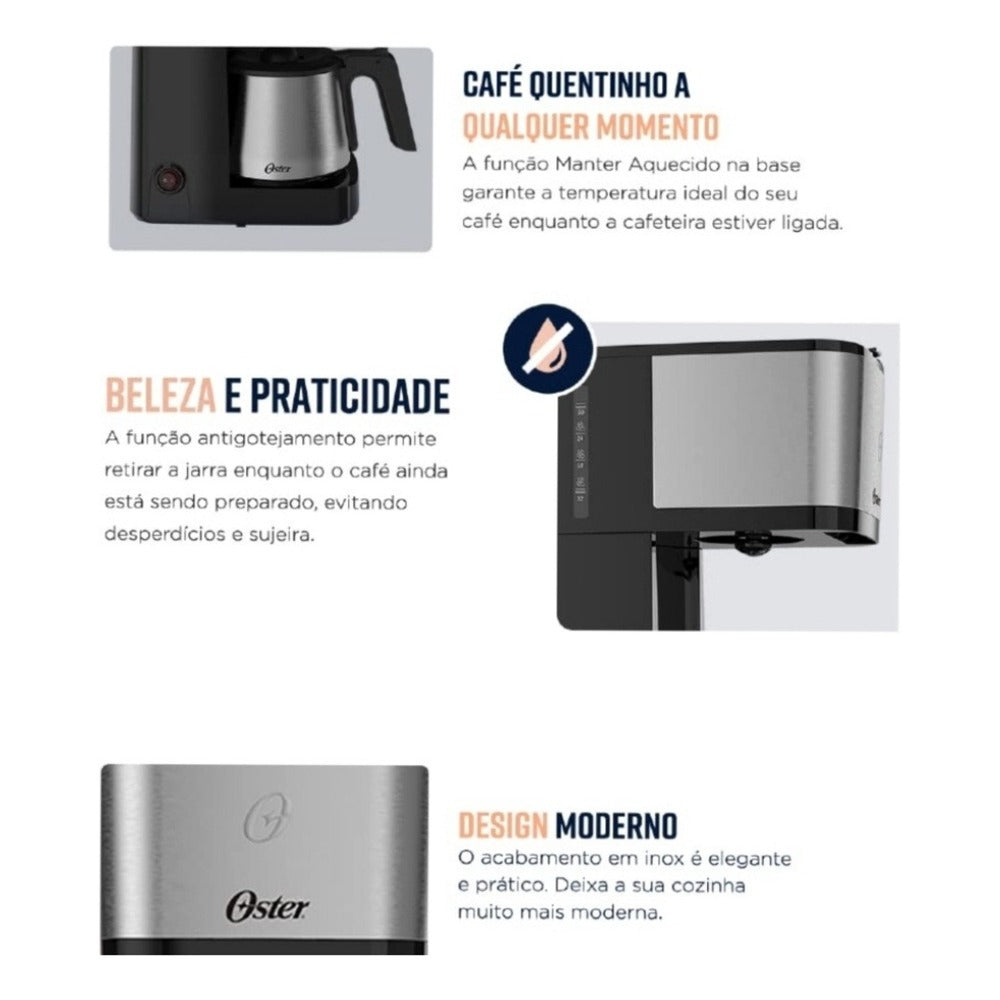 Cafeteira Elétrica Oster OCAF600 Italiana Inox 1,2l Cafeteira Elétrica Oster OCAF600 Italiana Inox 1,2l